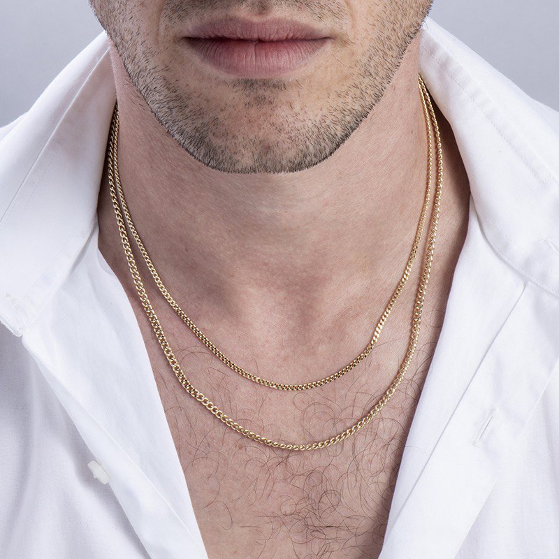 Men's Six Side Curb Chain | שרשרת לגבר זהב חוליות צמודות