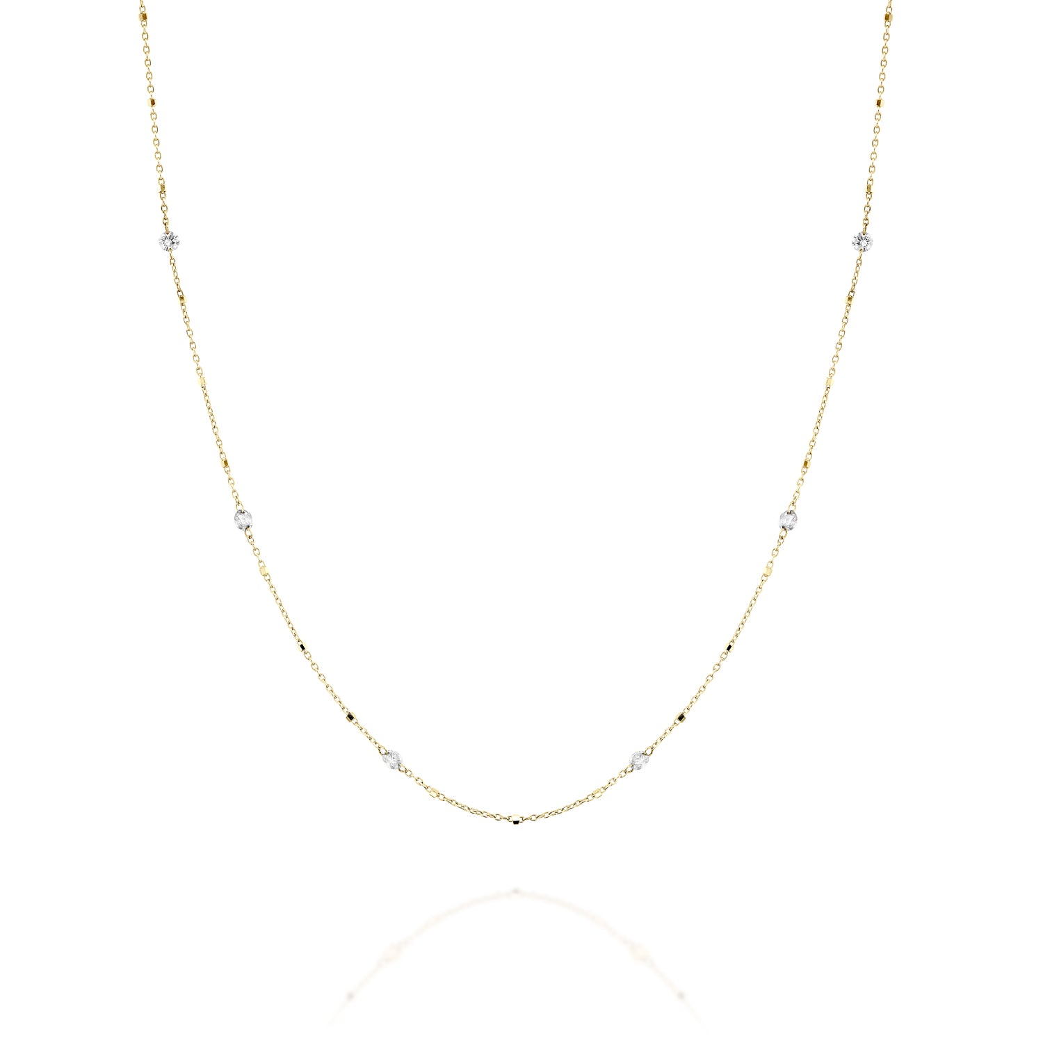 Floating Diamonds Necklace Gold 14K