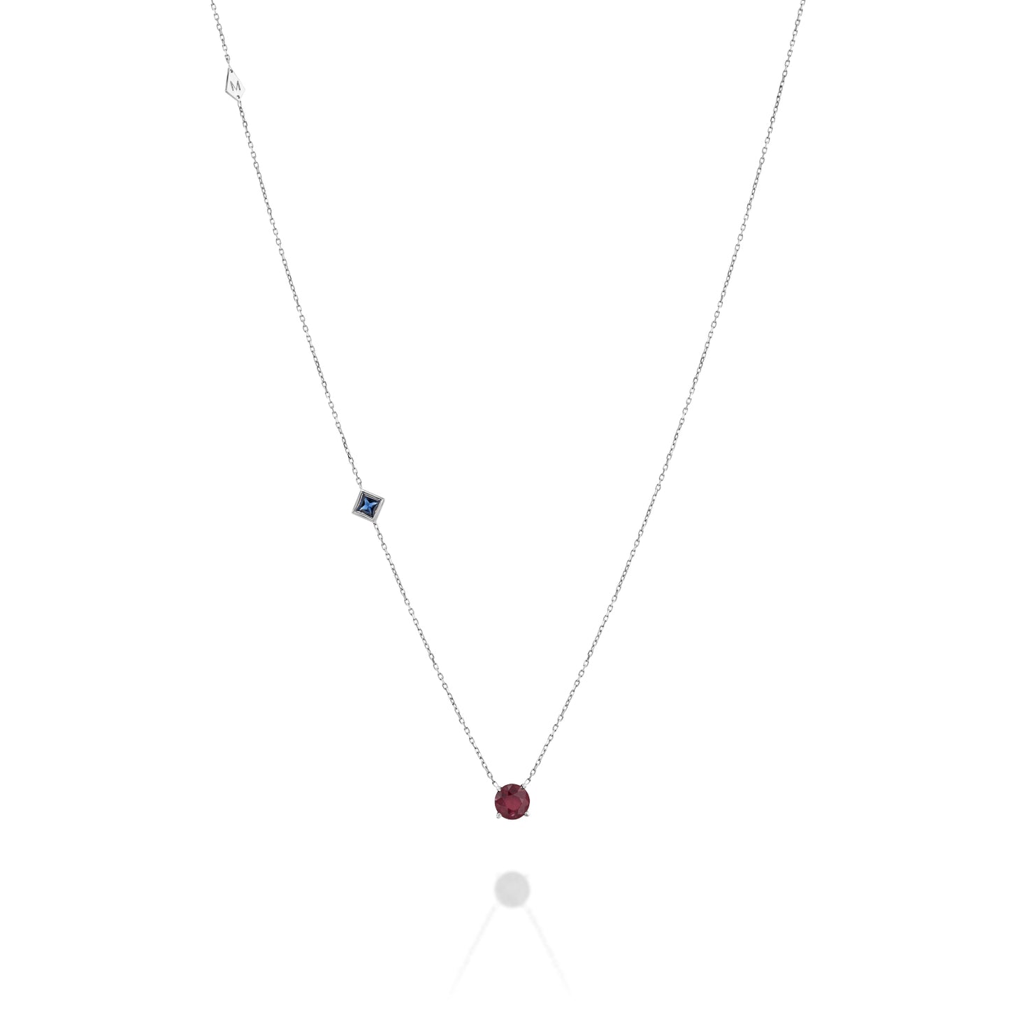 Ruby Gemstone Blue Sapphire Necklace Gold 14K