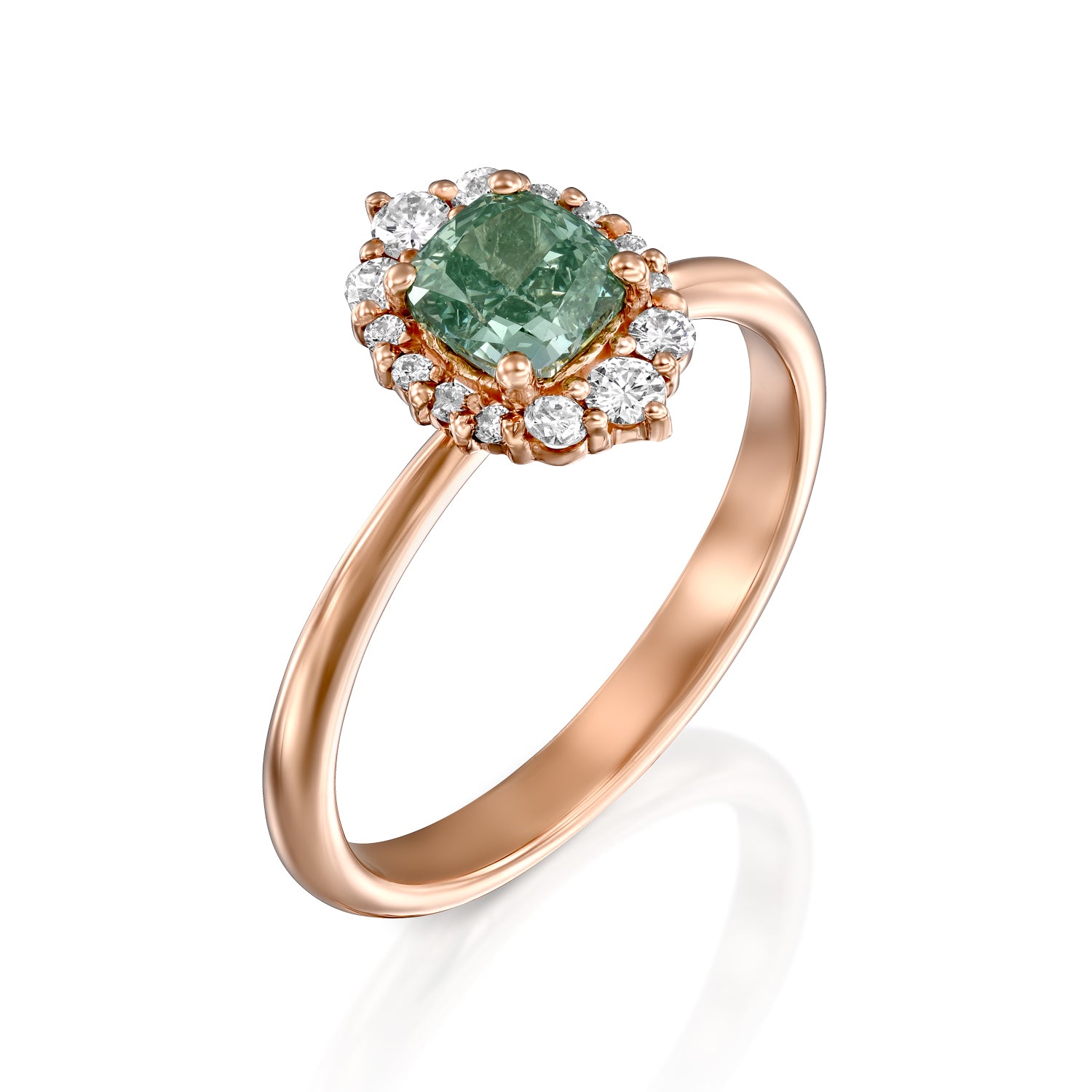 Antique flower ring colored diamond 