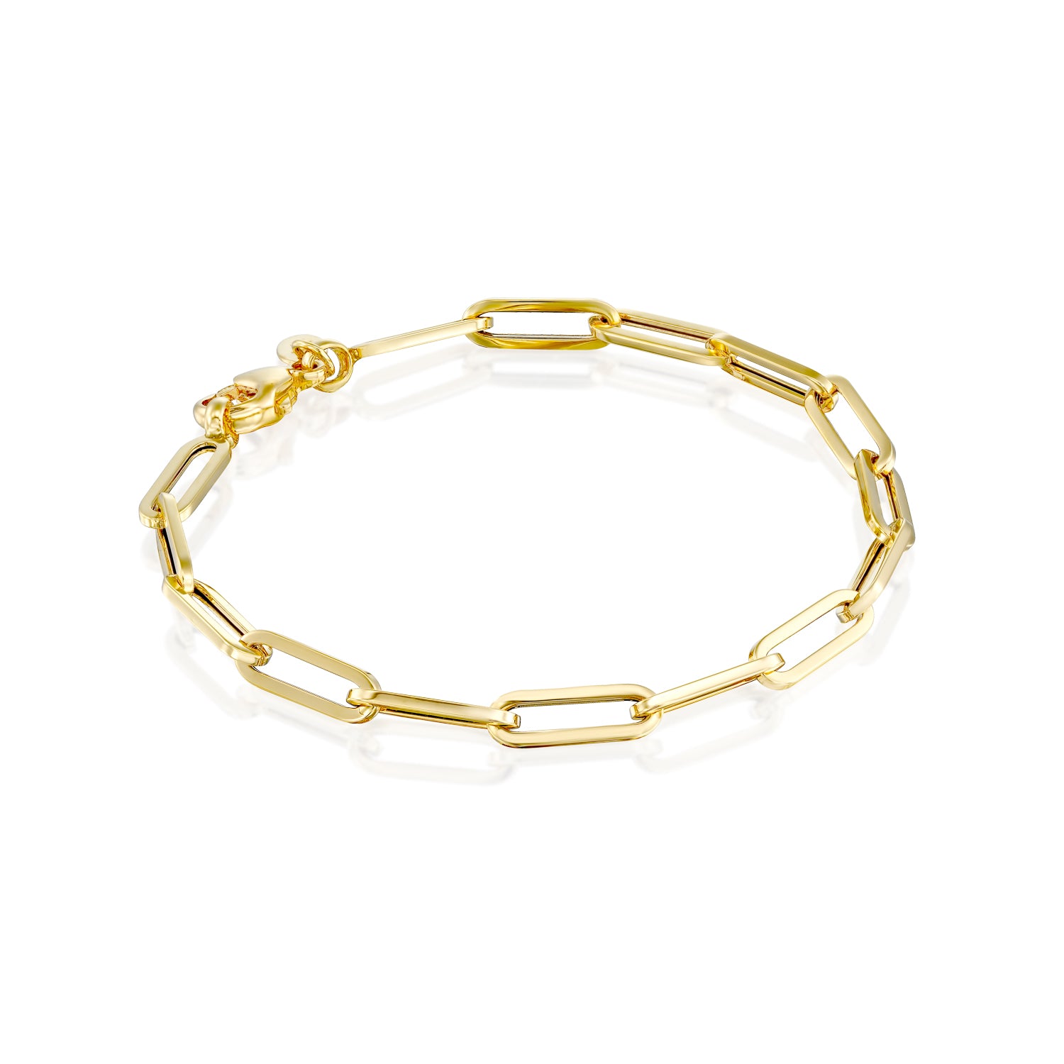Elongated Open Link Chain Bracelet Gold 14K