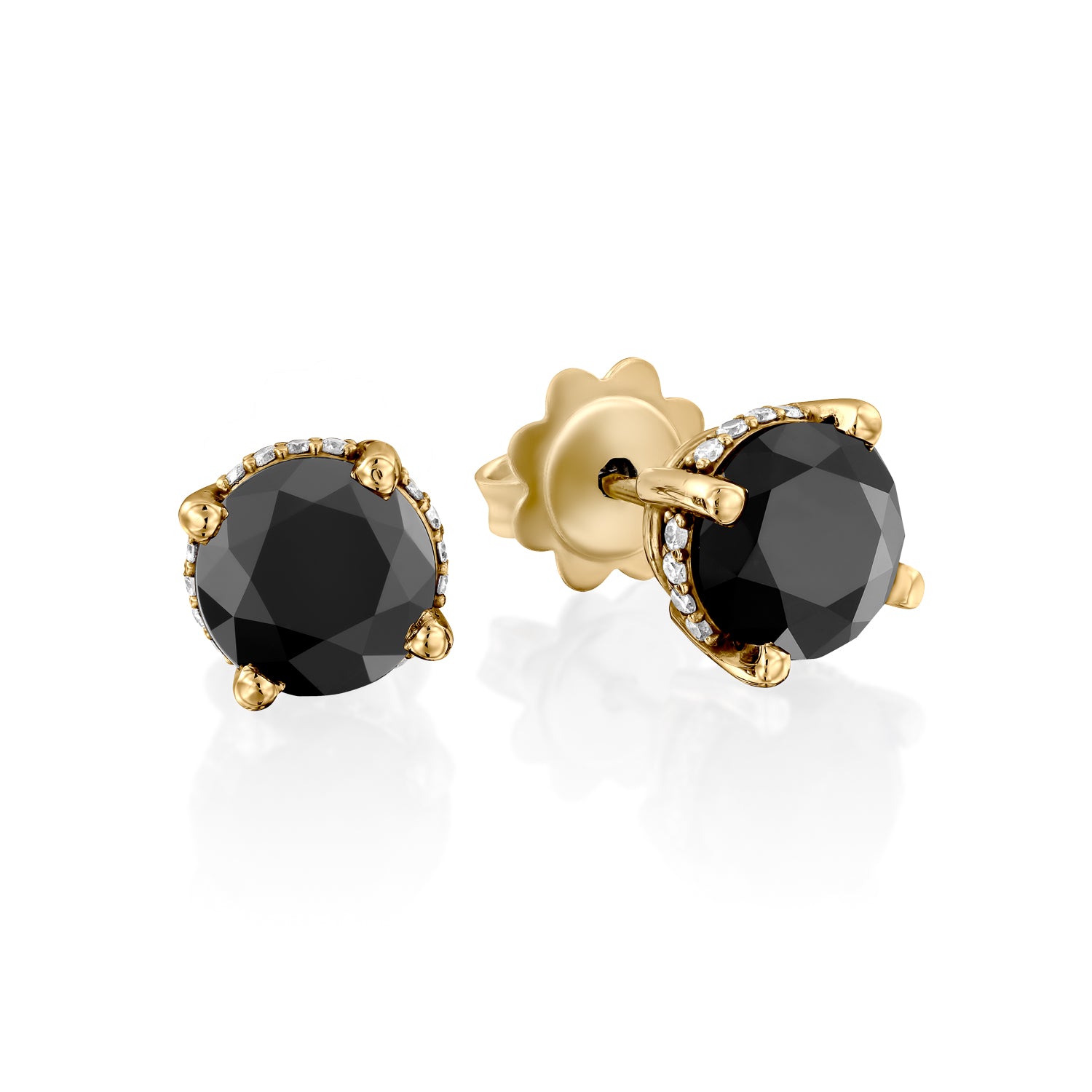 Black Diamond Earrings Gold 14K
