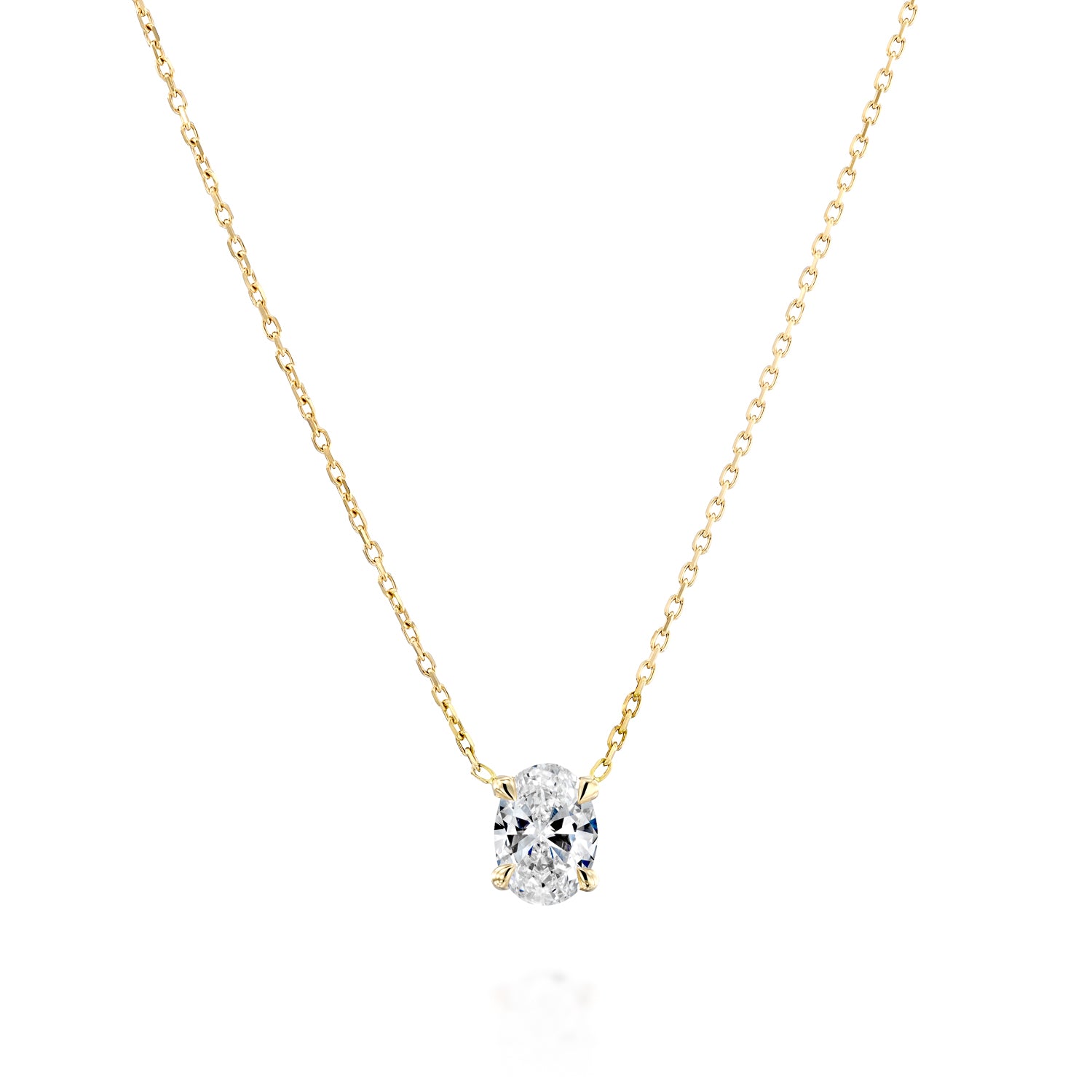 Oval Diamond Cut Necklace Gold 14K