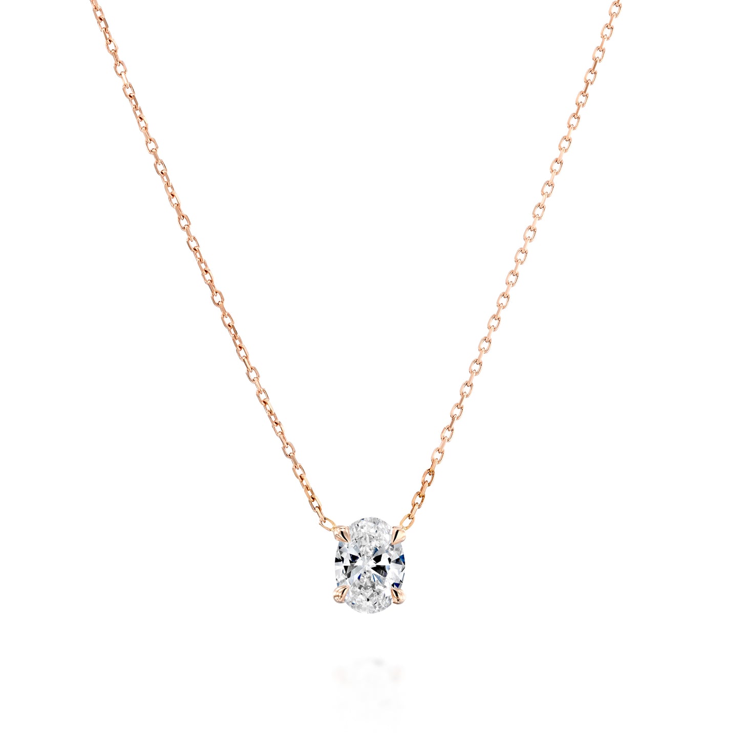 Oval Diamond Cut Necklace Gold 14K