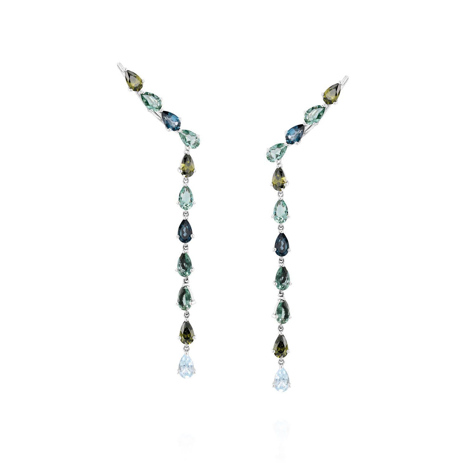 Blue Topaz And Green Zircon Gemstone Earrings