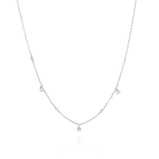 White Diamonds Floating Necklace Gold 14K