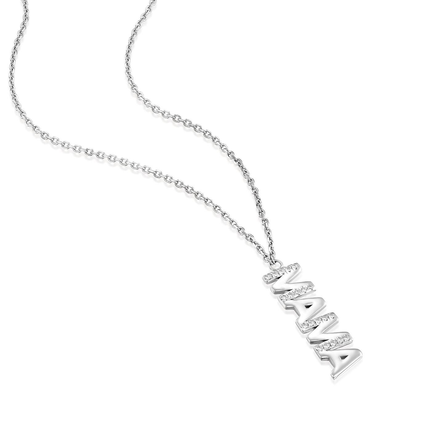 Mom White Diamonds Necklace Gold 14K