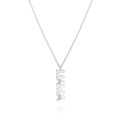 White Diamonds Mom Necklace Gold 14K