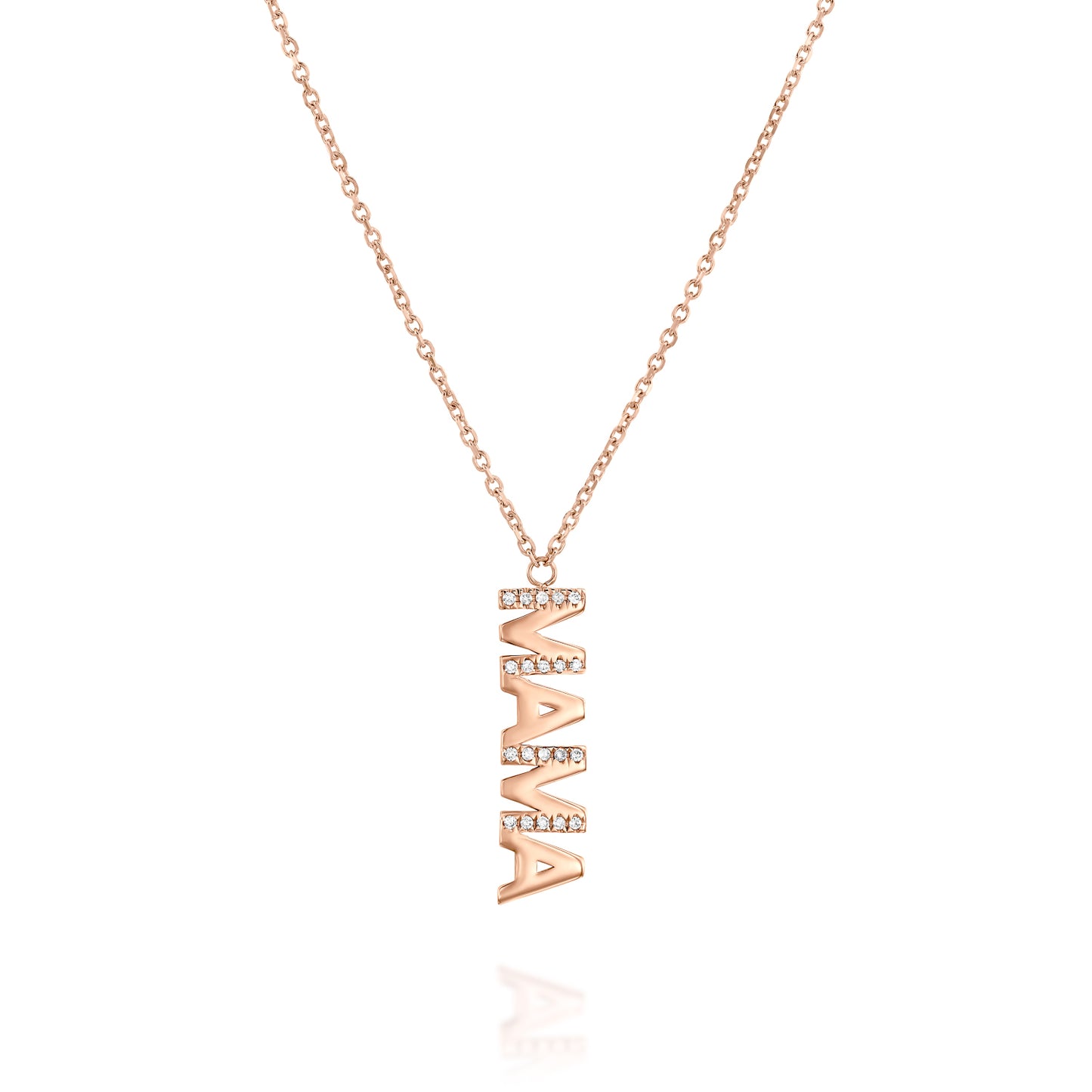 Mom White Diamonds Necklace Gold 14K