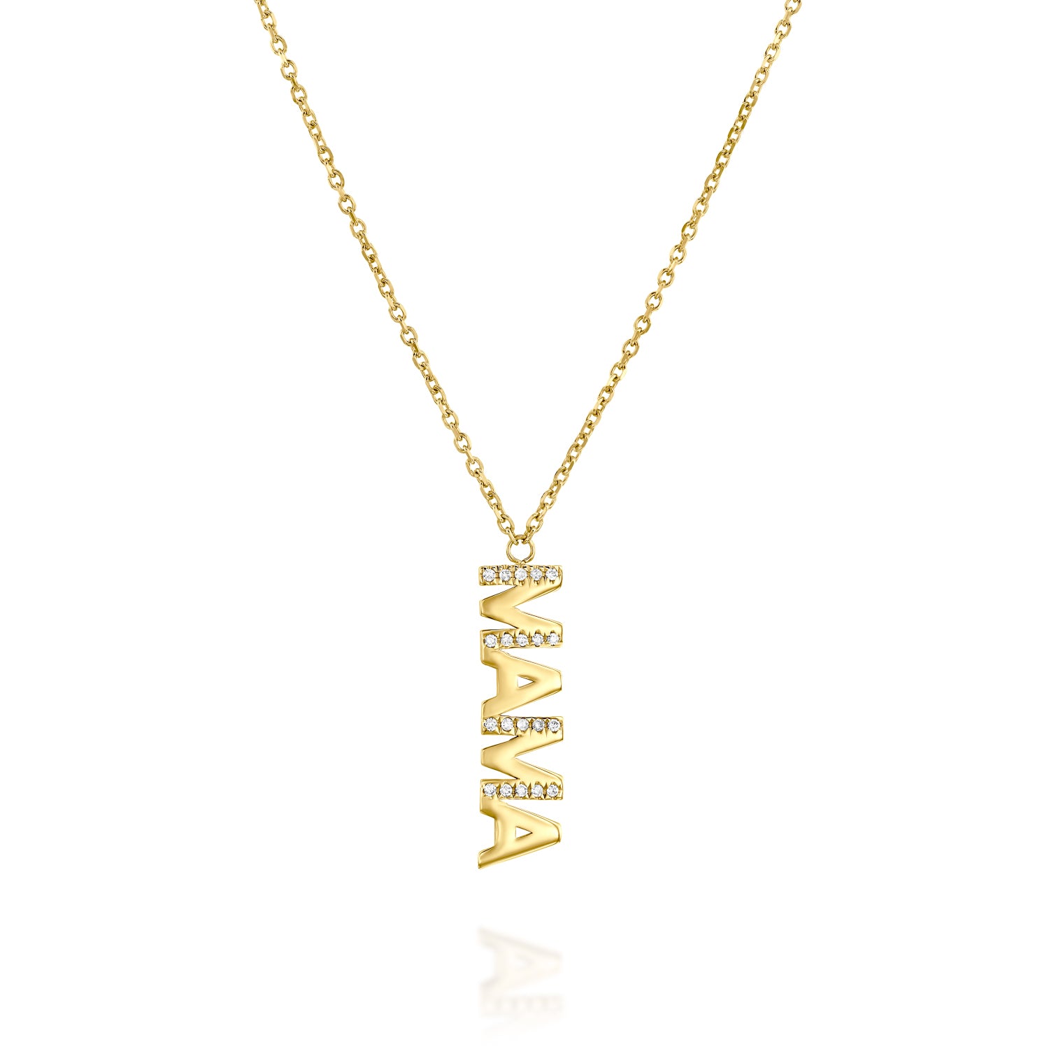 Mom White Diamonds Necklace Gold 14K