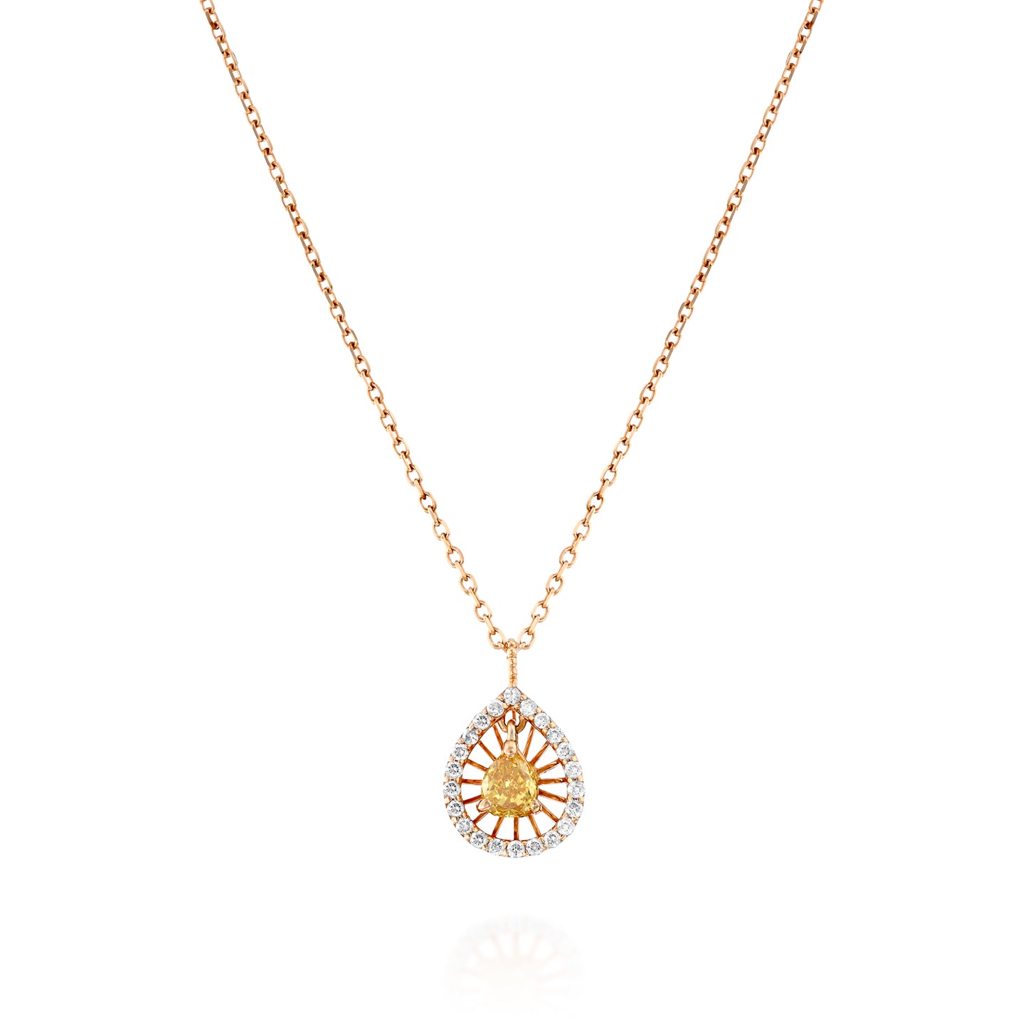 Fancy Color Yellow Diamond Necklace Gold 14K