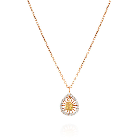 Fancy Color Yellow Diamond Necklace Gold 14K