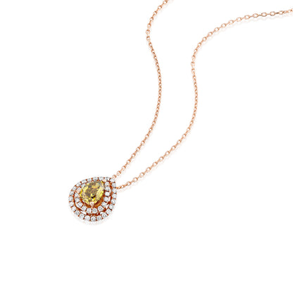 Fancy Yellow Diamond Pear Shape Necklace