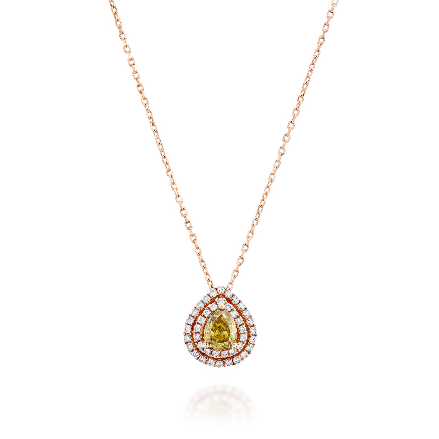 Fancy Yellow Diamond Pear Shape Necklace