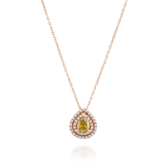 Fancy Yellow Diamond Pear Shape Necklace