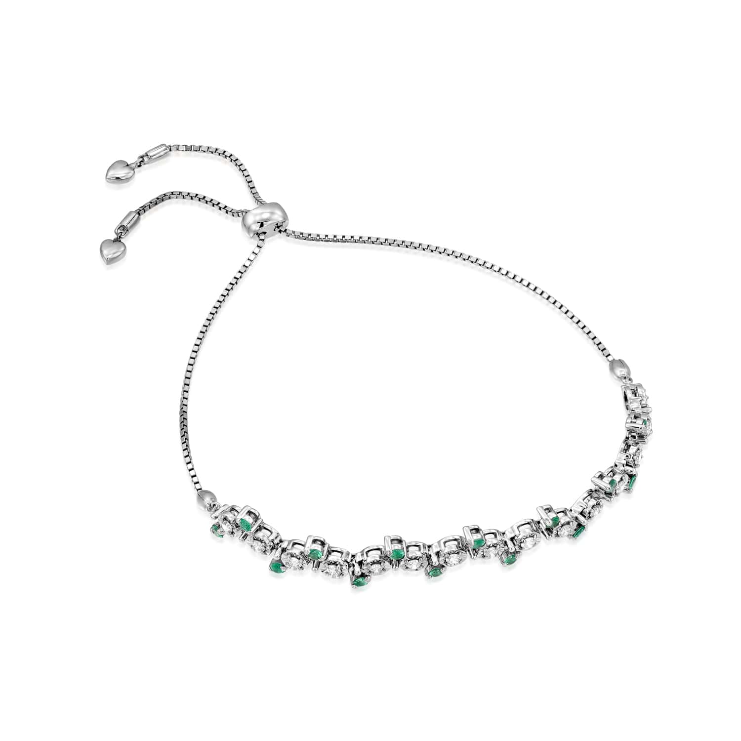 Emerald gemstones tennis with diamonds