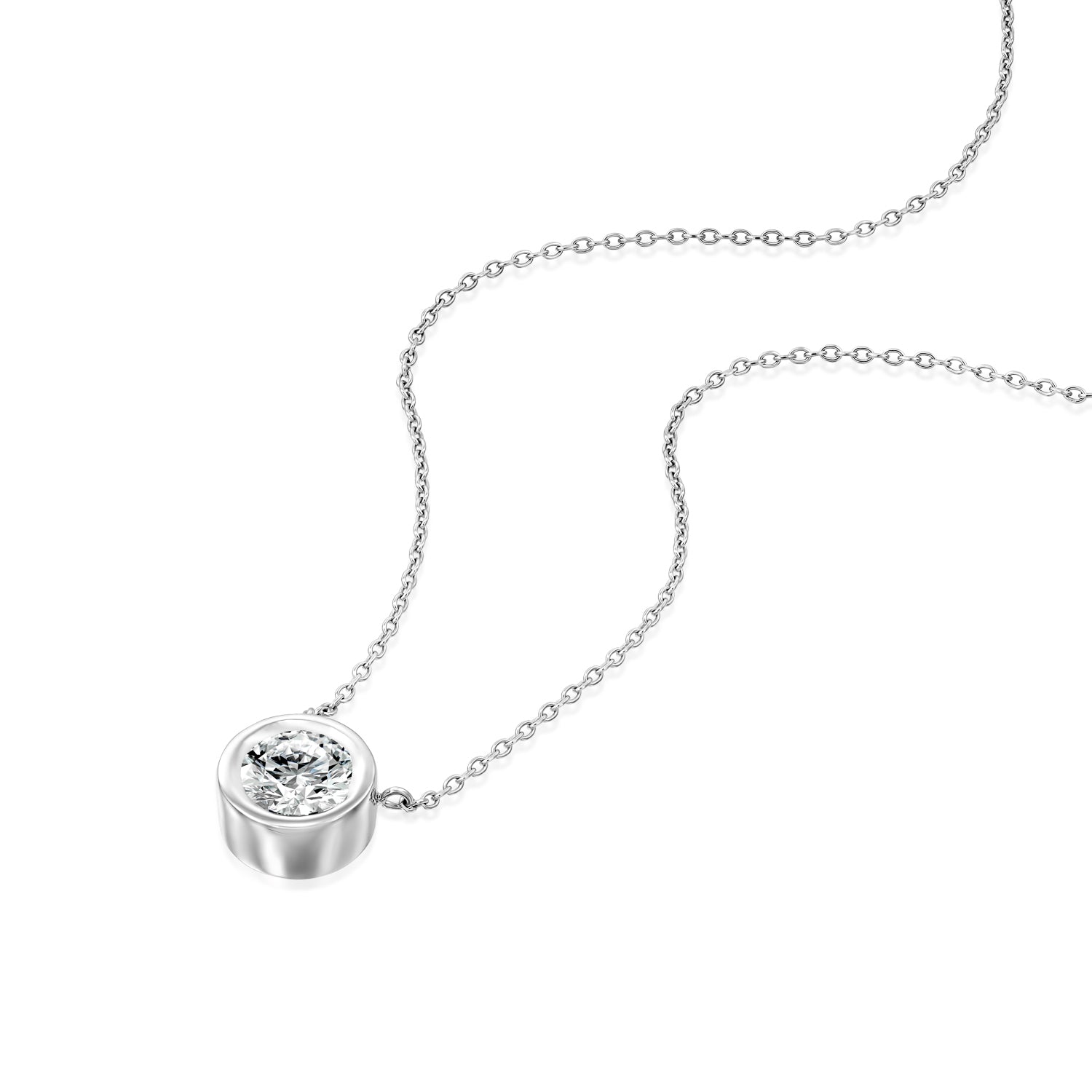Carat White Diamond Necklace Gold 14K